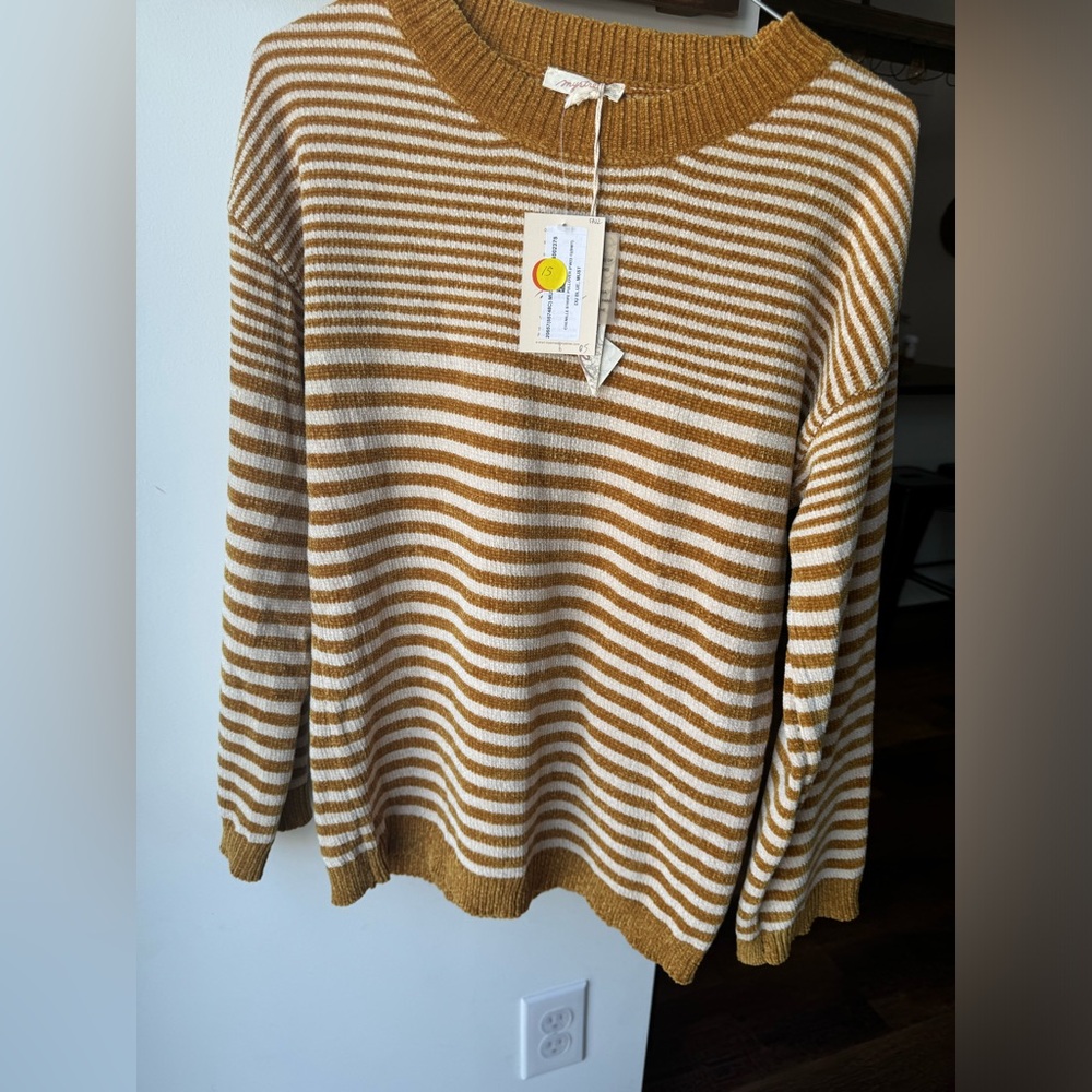 Nwt mystree chenille feel sweater mustard small - Picture 1 of 2
